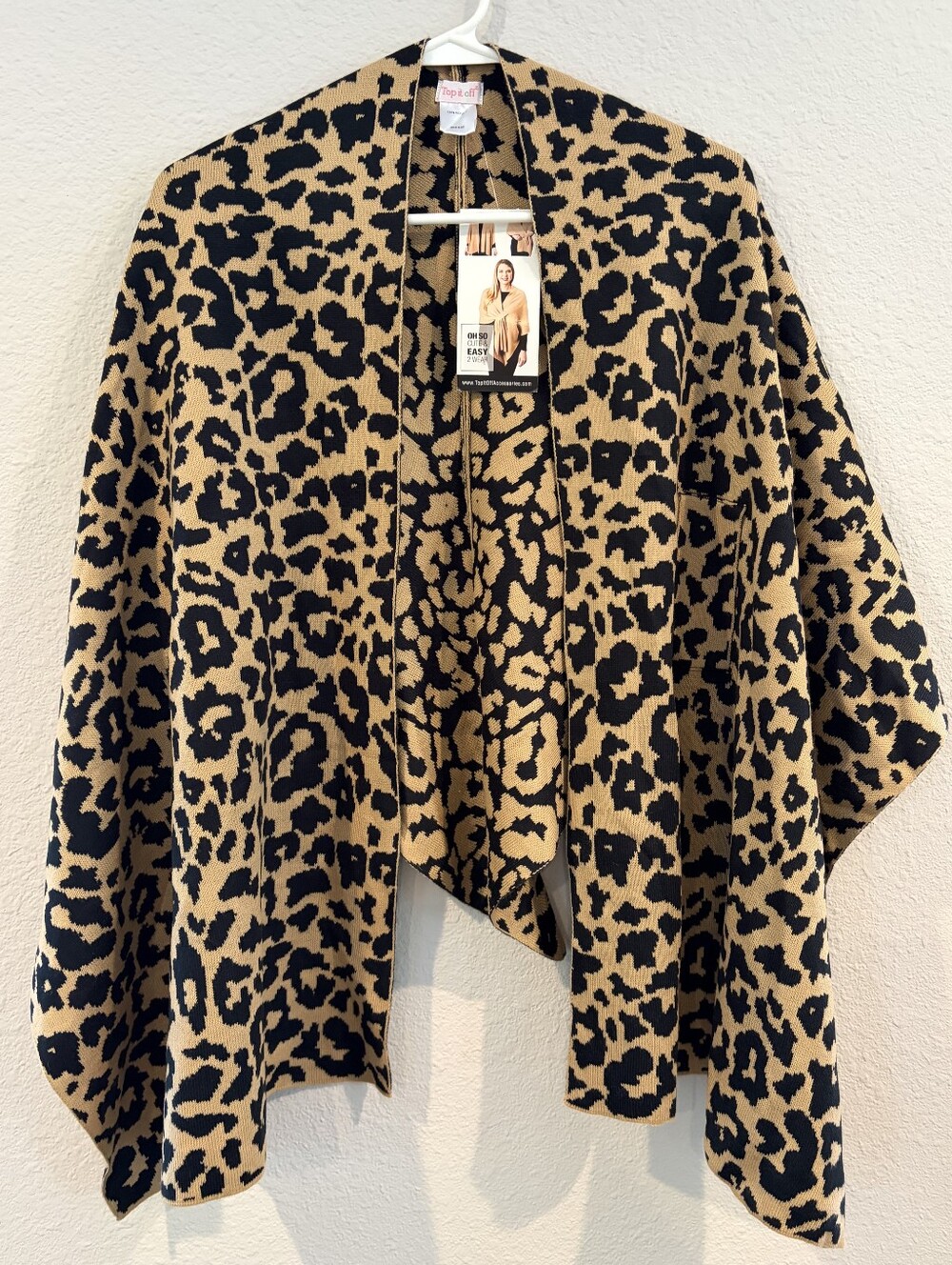 NEW Top It Off Womens Cheetah Print Convertible Wrap Shawl Cardigan Sweater OSFM